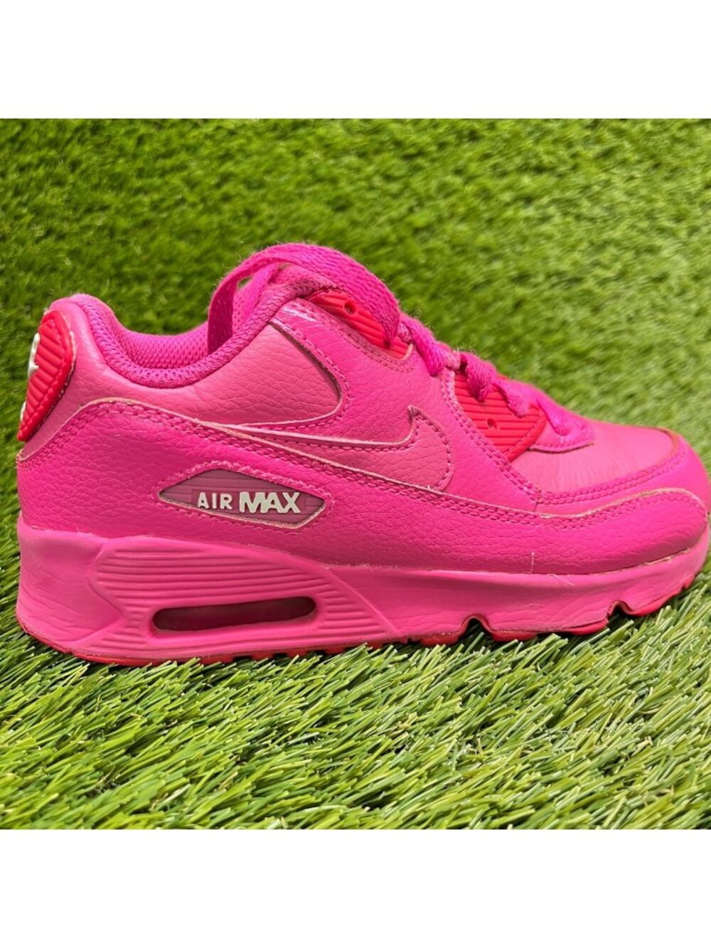 Nike Air Max 90 LTR Girls Size 13C Pink Athletic Walking Leather Shoes Sneakers